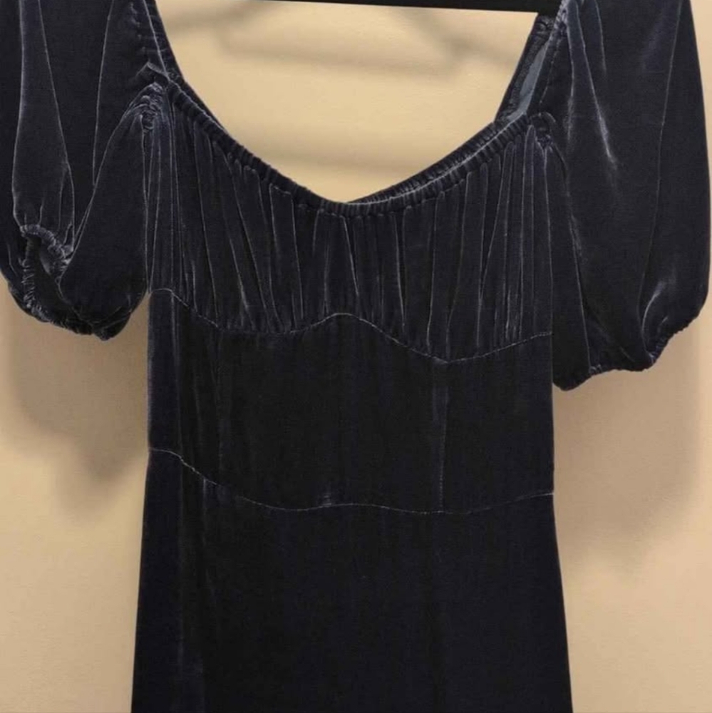 Reformation Navy Velvet Midi Dress - Picture 4 of 4